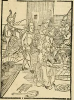 An illustration from Des hochwirdigen doctor Keiserspergs narenschiff : so er gepredigt hat zü Strassburg in der hohen stifft daselbst Predictãt d. zeit i498 dis geprediget :vnd vss latin in tütsch bracht, darin vil weissheit ist zü lerne, vnd leert auch die narreschel hinweck werffen ist nütz vnd güt alen menschen (1520)