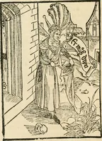 An illustration from Des hochwirdigen doctor Keiserspergs narenschiff : so er gepredigt hat zü Strassburg in der hohen stifft daselbst Predictãt d. zeit i498 dis geprediget :vnd vss latin in tütsch bracht, darin vil weissheit ist zü lerne, vnd leert auch die narreschel hinweck werffen ist nütz vnd güt alen menschen (1520)