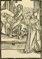 An illustration from Des hochwirdigen doctor Keiserspergs narenschiff : so er gepredigt hat zü Strassburg in der hohen stifft daselbst Predictãt d. zeit i498 dis geprediget :vnd vss latin in tütsch bracht, darin vil weissheit ist zü lerne, vnd leert auch die narreschel hinweck werffen ist nütz vnd güt alen menschen (1520)