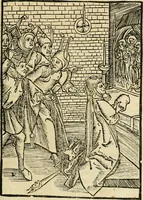 An illustration from Des hochwirdigen doctor Keiserspergs narenschiff : so er gepredigt hat zü Strassburg in der hohen stifft daselbst Predictãt d. zeit i498 dis geprediget :vnd vss latin in tütsch bracht, darin vil weissheit ist zü lerne, vnd leert auch die narreschel hinweck werffen ist nütz vnd güt alen menschen (1520)
