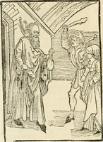 An illustration from Des hochwirdigen doctor Keiserspergs narenschiff : so er gepredigt hat zü Strassburg in der hohen stifft daselbst Predictãt d. zeit i498 dis geprediget :vnd vss latin in tütsch bracht, darin vil weissheit ist zü lerne, vnd leert auch die narreschel hinweck werffen ist nütz vnd güt alen menschen (1520)