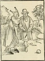 An illustration from Des hochwirdigen doctor Keiserspergs narenschiff : so er gepredigt hat zü Strassburg in der hohen stifft daselbst Predictãt d. zeit i498 dis geprediget :vnd vss latin in tütsch bracht, darin vil weissheit ist zü lerne, vnd leert auch die narreschel hinweck werffen ist nütz vnd güt alen menschen (1520)