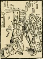 An illustration from Des hochwirdigen doctor Keiserspergs narenschiff : so er gepredigt hat zü Strassburg in der hohen stifft daselbst Predictãt d. zeit i498 dis geprediget :vnd vss latin in tütsch bracht, darin vil weissheit ist zü lerne, vnd leert auch die narreschel hinweck werffen ist nütz vnd güt alen menschen (1520)