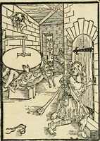 Picture 110 of 130 from Des hochwirdigen doctor Keiserspergs narenschiff : so er gepredigt hat zü Strassburg in der hohen stifft daselbst Predictãt d. zeit i498 dis geprediget :vnd vss latin in tütsch bracht, darin vil weissheit ist zü lerne, vnd leert auch die narreschel hinweck werffen ist nütz vnd güt alen menschen (1520), leaf 356