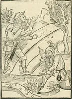 An illustration from Des hochwirdigen doctor Keiserspergs narenschiff : so er gepredigt hat zü Strassburg in der hohen stifft daselbst Predictãt d. zeit i498 dis geprediget :vnd vss latin in tütsch bracht, darin vil weissheit ist zü lerne, vnd leert auch die narreschel hinweck werffen ist nütz vnd güt alen menschen (1520)
