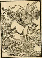 An illustration from Des hochwirdigen doctor Keiserspergs narenschiff : so er gepredigt hat zü Strassburg in der hohen stifft daselbst Predictãt d. zeit i498 dis geprediget :vnd vss latin in tütsch bracht, darin vil weissheit ist zü lerne, vnd leert auch die narreschel hinweck werffen ist nütz vnd güt alen menschen (1520)