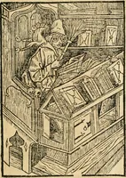 An illustration from Des hochwirdigen doctor Keiserspergs narenschiff : so er gepredigt hat zü Strassburg in der hohen stifft daselbst Predictãt d. zeit i498 dis geprediget :vnd vss latin in tütsch bracht, darin vil weissheit ist zü lerne, vnd leert auch die narreschel hinweck werffen ist nütz vnd güt alen menschen (1520)