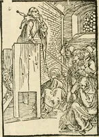 An illustration from Des hochwirdigen doctor Keiserspergs narenschiff : so er gepredigt hat zü Strassburg in der hohen stifft daselbst Predictãt d. zeit i498 dis geprediget :vnd vss latin in tütsch bracht, darin vil weissheit ist zü lerne, vnd leert auch die narreschel hinweck werffen ist nütz vnd güt alen menschen (1520)