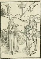 An illustration from Des hochwirdigen doctor Keiserspergs narenschiff : so er gepredigt hat zü Strassburg in der hohen stifft daselbst Predictãt d. zeit i498 dis geprediget :vnd vss latin in tütsch bracht, darin vil weissheit ist zü lerne, vnd leert auch die narreschel hinweck werffen ist nütz vnd güt alen menschen (1520)
