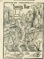 Picture 10 of 130 from Des hochwirdigen doctor Keiserspergs narenschiff : so er gepredigt hat zü Strassburg in der hohen stifft daselbst Predictãt d. zeit i498 dis geprediget :vnd vss latin in tütsch bracht, darin vil weissheit ist zü lerne, vnd leert auch die narreschel hinweck werffen ist nütz vnd güt alen menschen (1520), leaf 47