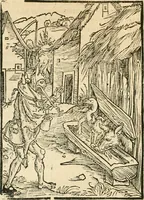 An illustration from Des hochwirdigen doctor Keiserspergs narenschiff : so er gepredigt hat zü Strassburg in der hohen stifft daselbst Predictãt d. zeit i498 dis geprediget :vnd vss latin in tütsch bracht, darin vil weissheit ist zü lerne, vnd leert auch die narreschel hinweck werffen ist nütz vnd güt alen menschen (1520)