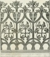 An illustration from Designs for Gothic ornaments & furniture, after the ancient manner, for ecclesiastical and domestic purposes, for the use of architects, and workers in metal, stone, wood, etc., etc (1854)