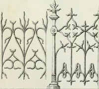 An illustration from Designs for Gothic ornaments & furniture, after the ancient manner, for ecclesiastical and domestic purposes, for the use of architects, and workers in metal, stone, wood, etc., etc (1854)