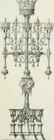 An illustration from Designs for Gothic ornaments & furniture, after the ancient manner, for ecclesiastical and domestic purposes, for the use of architects, and workers in metal, stone, wood, etc., etc (1854)
