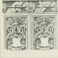 An illustration from Designs for Gothic ornaments & furniture, after the ancient manner, for ecclesiastical and domestic purposes, for the use of architects, and workers in metal, stone, wood, etc., etc (1854)