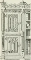 An illustration from Designs for Gothic ornaments & furniture, after the ancient manner, for ecclesiastical and domestic purposes, for the use of architects, and workers in metal, stone, wood, etc., etc (1854)