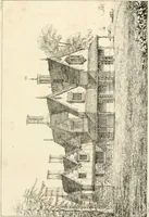 An illustration from Designs for parsonage houses, alms houses, etc. etc. with examples of gables, and other curious remains of old English architecture (1827)