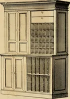 An illustration from Designs of writing desks, tables, bookcases, secretaries, etc., etc. (1873)