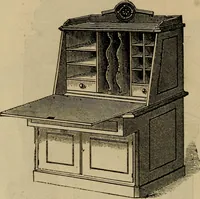 An illustration from Designs of writing desks, tables, bookcases, secretaries, etc., etc. (1873)