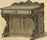 An illustration from Designs of writing desks, tables, bookcases, secretaries, etc., etc. (1873)