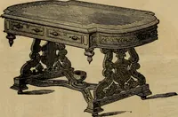 An illustration from Designs of writing desks, tables, bookcases, secretaries, etc., etc. (1873)