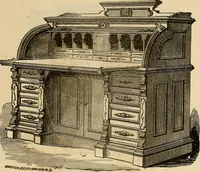 An illustration from Designs of writing desks, tables, bookcases, secretaries, etc., etc. (1873)
