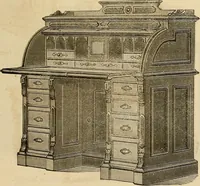 An illustration from Designs of writing desks, tables, bookcases, secretaries, etc., etc. (1873)