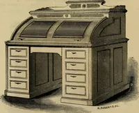An illustration from Designs of writing desks, tables, bookcases, secretaries, etc., etc. (1873)
