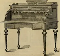 An illustration from Designs of writing desks, tables, bookcases, secretaries, etc., etc. (1873)