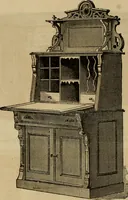 An illustration from Designs of writing desks, tables, bookcases, secretaries, etc., etc. (1873)