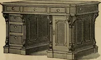 An illustration from Designs of writing desks, tables, bookcases, secretaries, etc., etc. (1873)