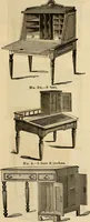 An illustration from Designs of writing desks, tables, bookcases, secretaries, etc., etc. (1873)