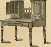 An illustration from Designs of writing desks, tables, bookcases, secretaries, etc., etc. (1873)