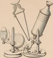 An illustration from Des microscopes et de leur usage : description d'appareils et de procédés nouveaux, suivie d'expériences microscopiques puisées dan les meilleurs ouvrages anciens et les notes de M. Le Baillif, et d'un mémoire sur les diatomées, etc. par M. De Brébisson (1839)