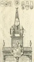 An illustration from Dessein du feu d'artifice : elevé devant l'Hôtel de Ville le jour du Te Deum chanté en l'eglise Nôtre-Dame, le 16 November 1697, en action de graces de la paix, par ordre de messieurs les prevôt des marchands & echevins de la ville de Paris (1697)