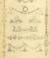 An illustration from Dessins d'ornements d'architecture de Joseph Beunat : reproduction de l'ouvrage, epoque du premier Empire (1900)