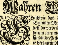 An illustration from Des weiland hocherleuchteten Theologi Herrn Johann Arndten General-Superintendentens des Fürstenthums Lüneburg sämtliche geistreiche Bücher Vom wahren Christenthum : beneben deroselben anhängigen Tractätlein von heilsamer Buss, hertzlicher Reue und Leid über die Sünde und wahrem Glauben, auch heiligem Leben und Wandel der rechten wahren Christen ... über alle bissherige Ausfertigungen auff das aller fleissigste übersehen mit nöthigen Anmerckungen aus dem sel. Herrn Luthero, Dorschæo, Varenio verwahret .. (1707)