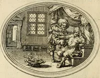 An illustration from Des wereldts proef-steen, ofte, De ydelheydt door de waerheyd beschuldight ende overtuyght van valscheydt (1643)