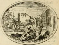 An illustration from Des wereldts proef-steen, ofte, De ydelheydt door de waerheyd beschuldight ende overtuyght van valscheydt (1643)