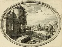 An illustration from Des wereldts proef-steen, ofte, De ydelheydt door de waerheyd beschuldight ende overtuyght van valscheydt (1643)