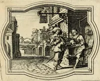 An illustration from Des wereldts proef-steen, ofte, De ydelheydt door de waerheyd beschuldight ende overtuyght van valscheydt (1643)