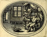 An illustration from Des wereldts proef-steen, ofte, De ydelheydt door de waerheyd beschuldight ende overtuyght van valscheydt (1643)