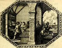 An illustration from Des wereldts proef-steen, ofte, De ydelheydt door de waerheyd beschuldight ende overtuyght van valscheydt (1643)