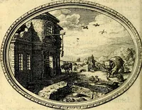 An illustration from Des wereldts proef-steen, ofte, De ydelheydt door de waerheyd beschuldight ende overtuyght van valscheydt (1643)