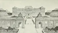 An illustration from Det danske slot, kongens, rigets, rettens, folkets : om projekterne til Kristiansborgs genopførelse (1905)
