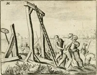 An illustration from De vernieuwde gulden winckel der kunstliebende Nederlanders : waer in den mensche door poëtische, historische en morale leeringen, vertoont wort, hoedanigh hy zijn leven, handel ende wandel, zedighlijck, eerbaerlijck en vermakelijck sal overbrengen : hier is by ghevoeght het tweede deel, waer in 't vvelvaren der vereenighde Nederlanden, en de droeve vvtvaert van Henricus de Grote, coningh van Vranckrijck en Navarre, &c. : nessens andere stichtelijcke dinghen, den konst-beminders worden voor oogen ghestelt (1622)