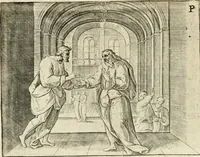 An illustration from De vernieuwde gulden winckel der kunstliebende Nederlanders : waer in den mensche door poëtische, historische en morale leeringen, vertoont wort, hoedanigh hy zijn leven, handel ende wandel, zedighlijck, eerbaerlijck en vermakelijck sal overbrengen : hier is by ghevoeght het tweede deel, waer in 't vvelvaren der vereenighde Nederlanden, en de droeve vvtvaert van Henricus de Grote, coningh van Vranckrijck en Navarre, &c. : nessens andere stichtelijcke dinghen, den konst-beminders worden voor oogen ghestelt (1622)