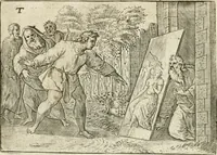 Picture 74 of 80 from De vernieuwde gulden winckel der kunstliebende Nederlanders : waer in den mensche door poëtische, historische en morale leeringen, vertoont wort, hoedanigh hy zijn leven, handel ende wandel, zedighlijck, eerbaerlijck en vermakelijck sal overbrengen : hier is by ghevoeght het tweede deel, waer in 't vvelvaren der vereenighde Nederlanden, en de droeve vvtvaert van Henricus de Grote, coningh van Vranckrijck en Navarre, &c. : nessens andere stichtelijcke dinghen, den konst-beminders worden voor oogen ghestelt (1622), leaf 153