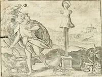 Picture 10 of 80 from De vernieuwde gulden winckel der kunstliebende Nederlanders : waer in den mensche door poëtische, historische en morale leeringen, vertoont wort, hoedanigh hy zijn leven, handel ende wandel, zedighlijck, eerbaerlijck en vermakelijck sal overbrengen : hier is by ghevoeght het tweede deel, waer in 't vvelvaren der vereenighde Nederlanden, en de droeve vvtvaert van Henricus de Grote, coningh van Vranckrijck en Navarre, &c. : nessens andere stichtelijcke dinghen, den konst-beminders worden voor oogen ghestelt (1622), leaf 23