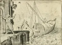 An illustration from De vernieuwde gulden winckel der kunstliebende Nederlanders : waer in den mensche door poëtische, historische en morale leeringen, vertoont wort, hoedanigh hy zijn leven, handel ende wandel, zedighlijck, eerbaerlijck en vermakelijck sal overbrengen : hier is by ghevoeght het tweede deel, waer in 't vvelvaren der vereenighde Nederlanden, en de droeve vvtvaert van Henricus de Grote, coningh van Vranckrijck en Navarre, &c. : nessens andere stichtelijcke dinghen, den konst-beminders worden voor oogen ghestelt (1622)